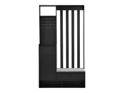 Guardarropa con 3 cajones, 1 puerta y zapatero - 100 x 35 x 180 cm - MDF - Negro