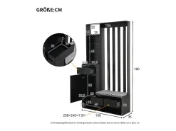 Guardarropa con 3 cajones, 1 puerta y zapatero - 100 x 35 x 180 cm - MDF - Negro