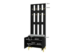 Guardarropa con perchero y banco zapatero - 60,5x35,2x180,5 cm - Tablero de partículas - Negro