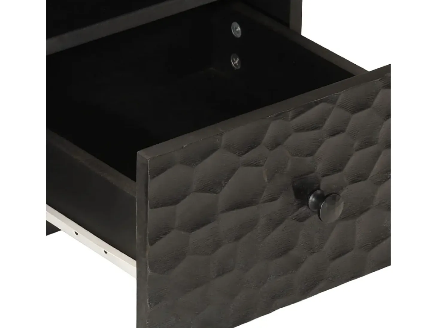 Gudven Mueble de TV madera maciza de mango negro 70x33x46 cm