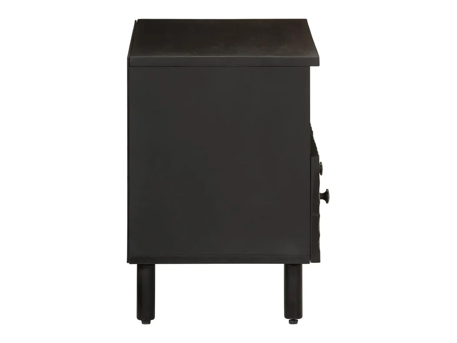 Gudven Mueble de TV madera maciza de mango negro 70x33x46 cm