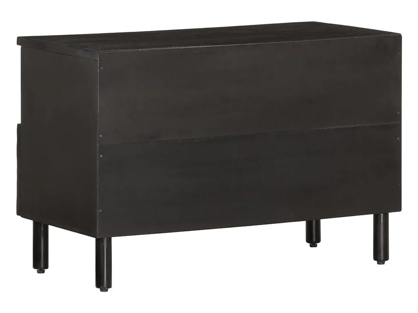 Gudven Mueble de TV madera maciza de mango negro 70x33x46 cm