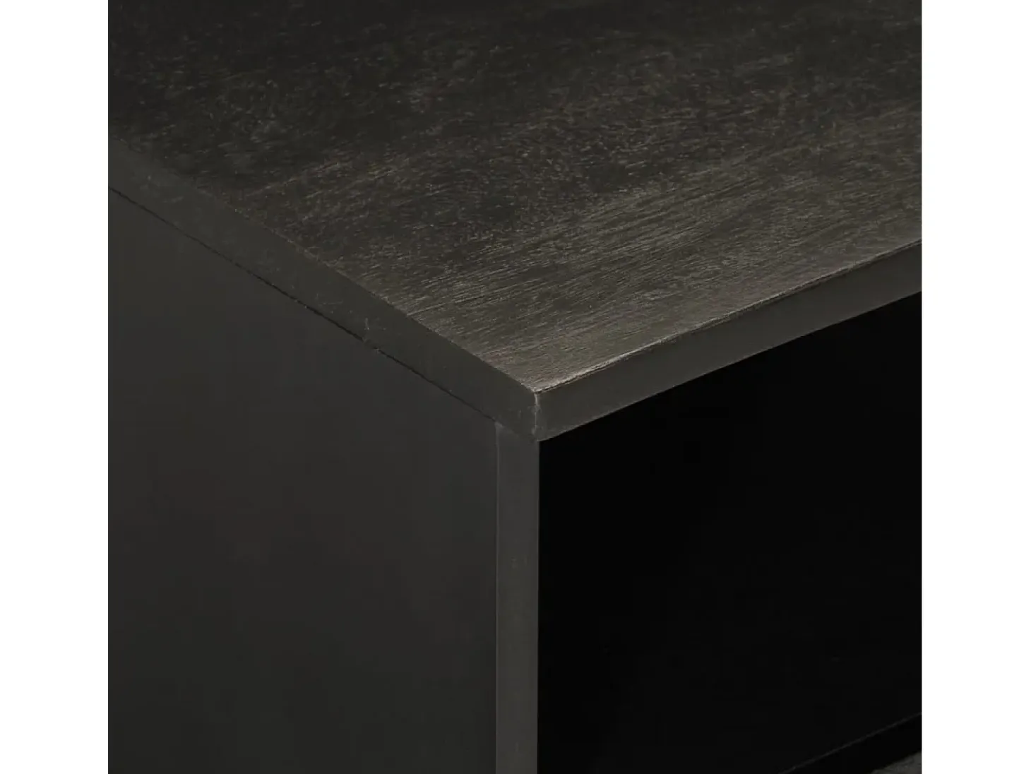 Gudven Mueble de TV madera maciza de mango negro 70x33x46 cm