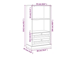 Gudvord Librería VIGO madera maciza de pino 60x35x114,5 cm