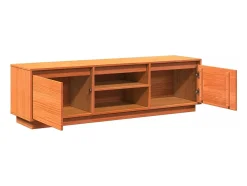 Gunes Mueble de TV madera maciza de pino marrón cera 140x35x40 cm