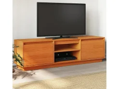 Gunes Mueble de TV madera maciza de pino marrón cera 140x35x40 cm