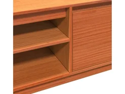 Gunes Mueble de TV madera maciza de pino marrón cera 140x35x40 cm