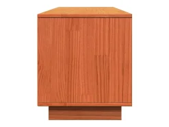 Gunes Mueble de TV madera maciza de pino marrón cera 140x35x40 cm