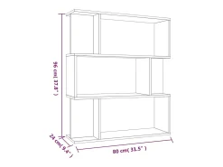 Gyran Estantería/Biombo madera contrachapada marrón roble 80x24x96 cm
