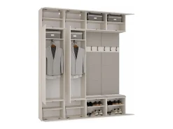 HAGA - Conjunto de entrada con 2 armarios + 2 percheros de 6 ganchos + banco 200x35x238 cm - beige cachemira