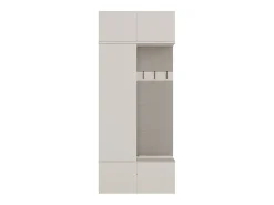 HAGA - Perchero de 3 ganchos y armario - Vestíbulo con asiento 238x100x35 cm - Beige cachemira