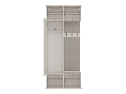 HAGA - Perchero de 3 ganchos y armario - Vestíbulo con asiento 238x100x35 cm - Beige cachemira