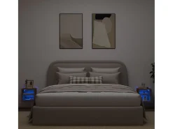 Hans Muebles TV de pared luces LED 2 uds roble marrón 30x28,5x30 cm