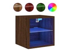 Hans Muebles TV de pared luces LED 2 uds roble marrón 30x28,5x30 cm
