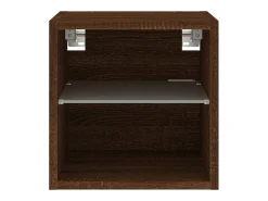 Hans Muebles TV de pared luces LED 2 uds roble marrón 30x28,5x30 cm