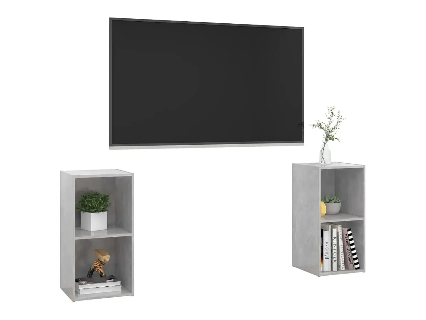 Helene Muebles de salón de pared 2 pzs madera ingeniería gris hormigón