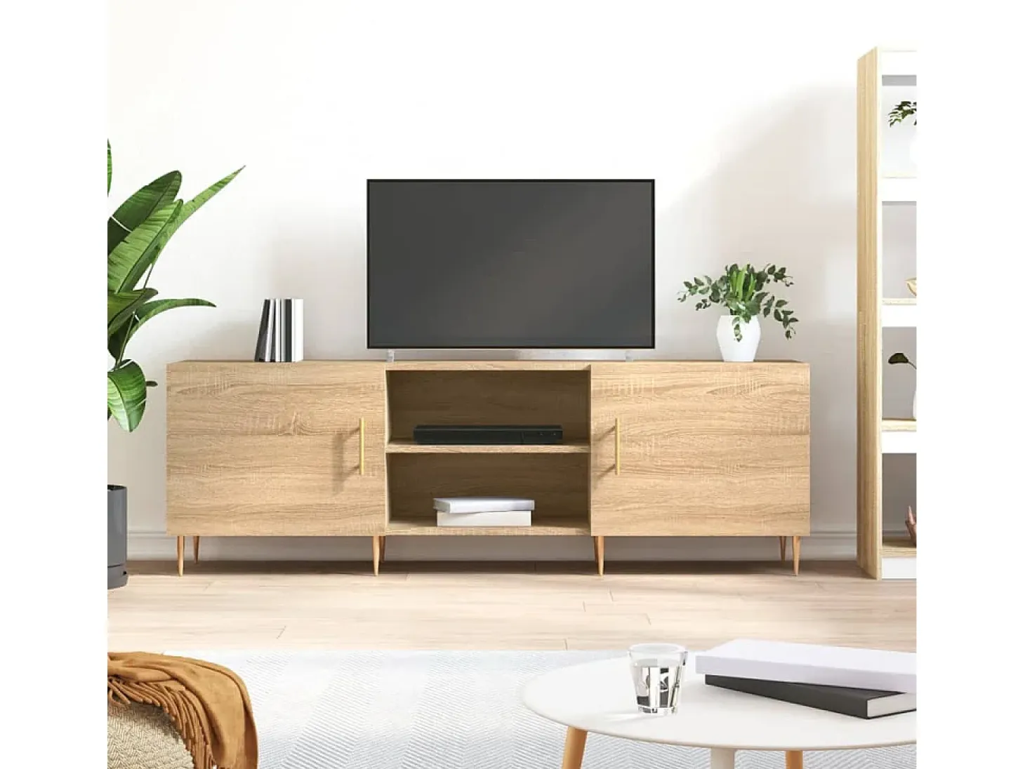 Hermanni Mueble para TV madera de ingeniería roble Sonoma 150x30x50 cm