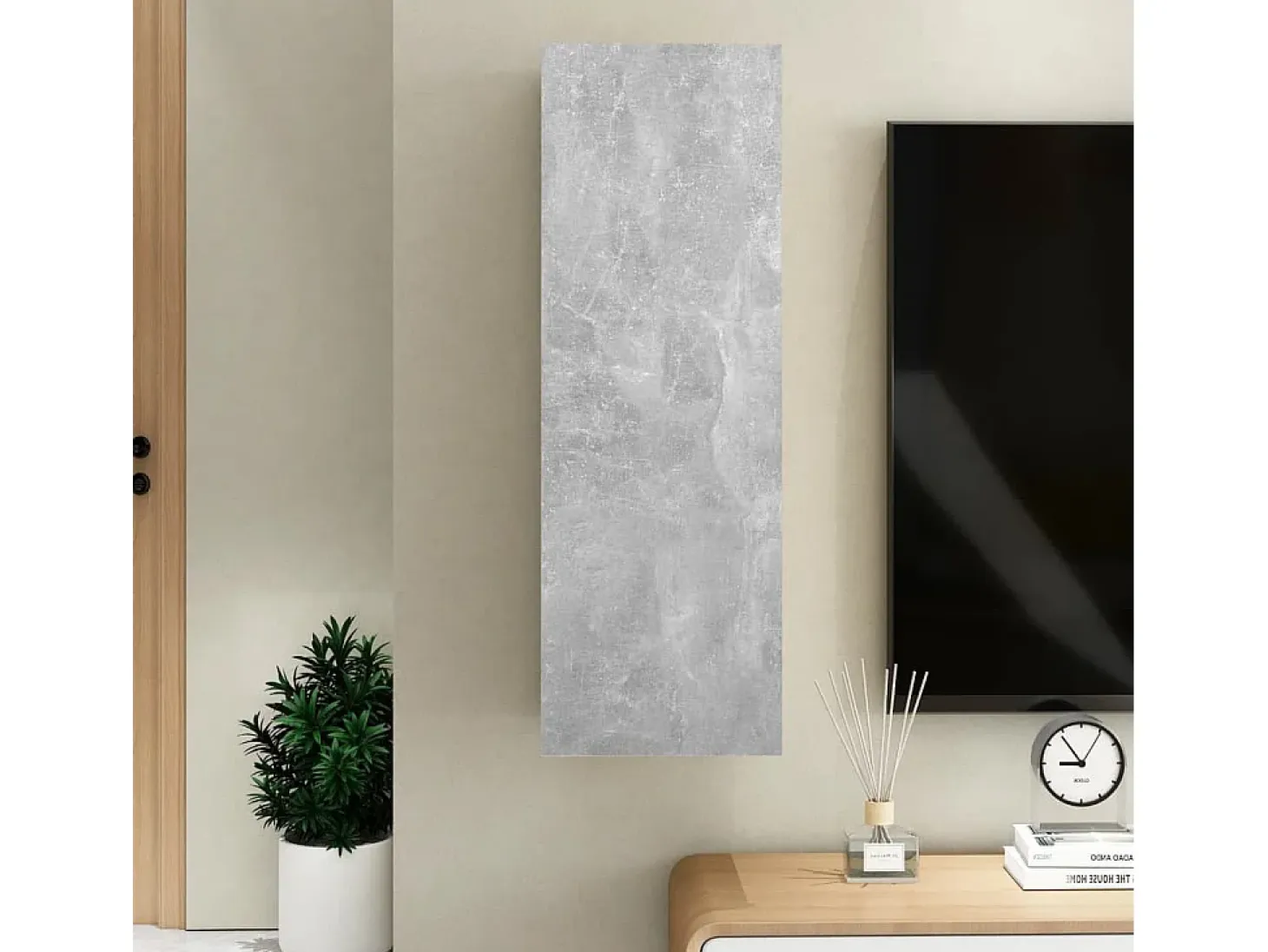 Hoeselt Mueble para TV madera contrachapada gris hormigón 30,5x30x90 cm