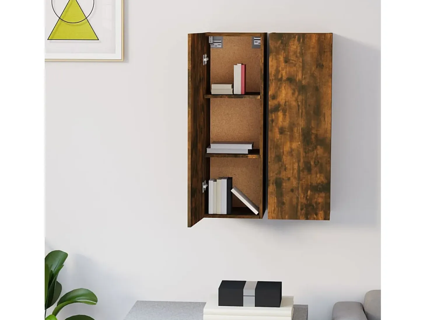 Hoeselt Muebles para TV 2 uds madera roble ahumado 30,5x30x90 cm