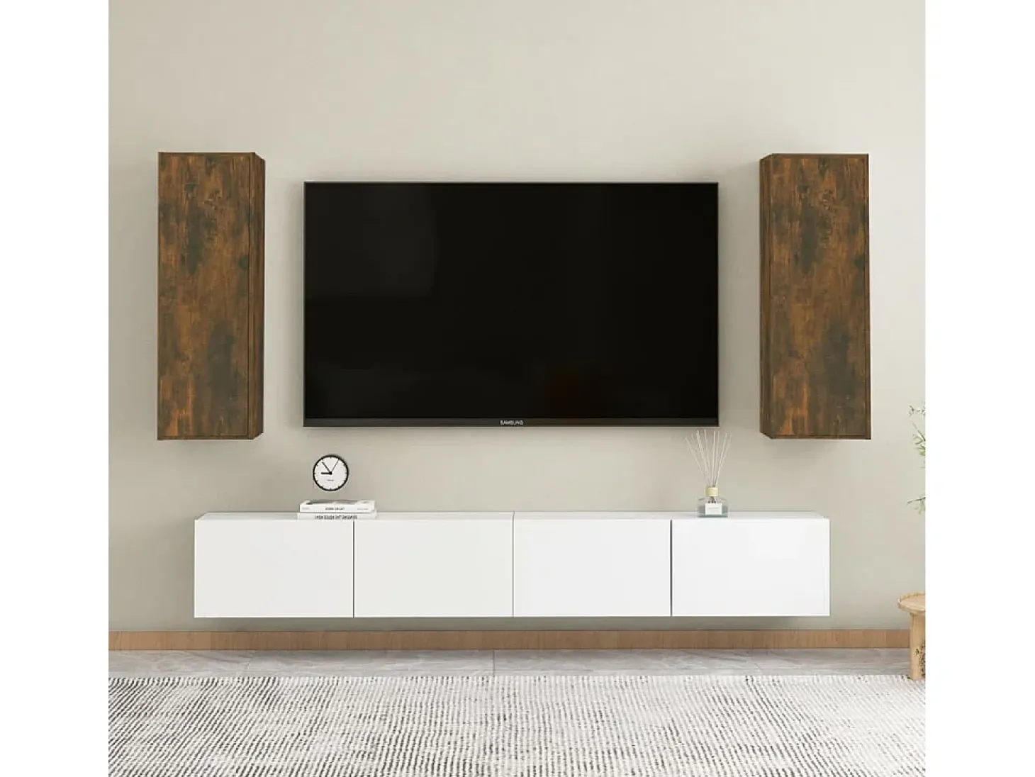 Hoeselt Muebles para TV 2 uds madera roble ahumado 30,5x30x90 cm
