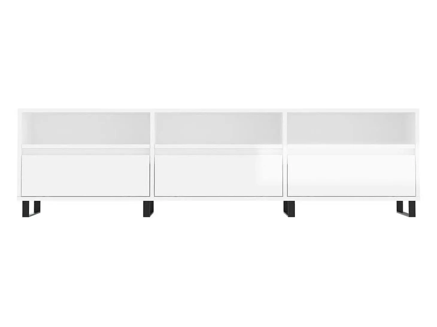 Hørning Mueble de TV madera contrachapada blanco brillo 150x30x44,5 cm