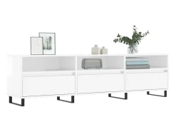 Hørning Mueble de TV madera contrachapada blanco brillo 150x30x44,5 cm