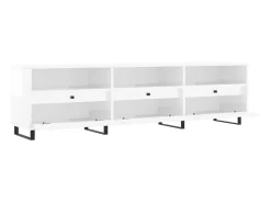 Hørning Mueble de TV madera contrachapada blanco brillo 150x30x44,5 cm