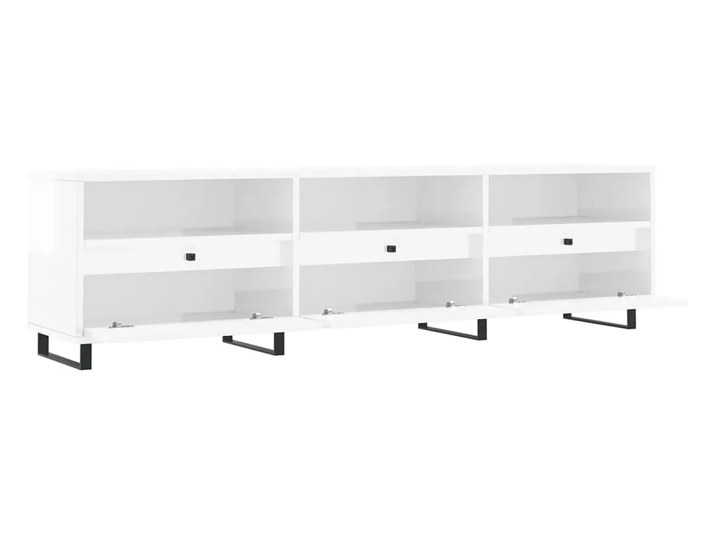 Hørning Mueble de TV madera contrachapada blanco brillo 150x30x44,5 cm