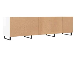Hørning Mueble de TV madera contrachapada blanco brillo 150x30x44,5 cm