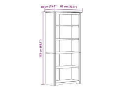 Hydesville Librería BODO 5 estantes madera maciza pino blanco 82x40x173 cm