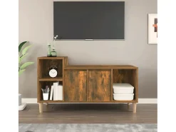 Ibtihal Mueble para TV madera contrachapada roble ahumado 100x35x55 cm