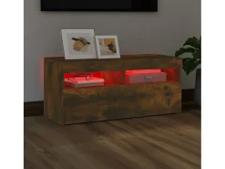 Ilion Mueble de TV con luces LED roble ahumado 90x35x40 cm