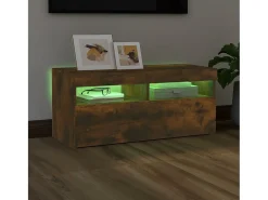 Ilion Mueble de TV con luces LED roble ahumado 90x35x40 cm