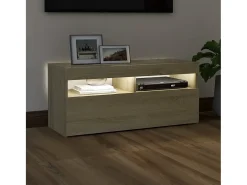 Ilion Mueble de TV con luces LED roble Sonoma 90x35x40 cm