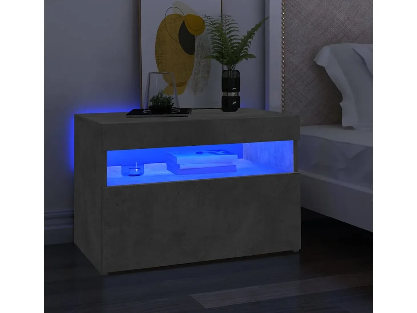 Ilion Mueble de TV con luces LED gris hormigón 60x35x40 cm