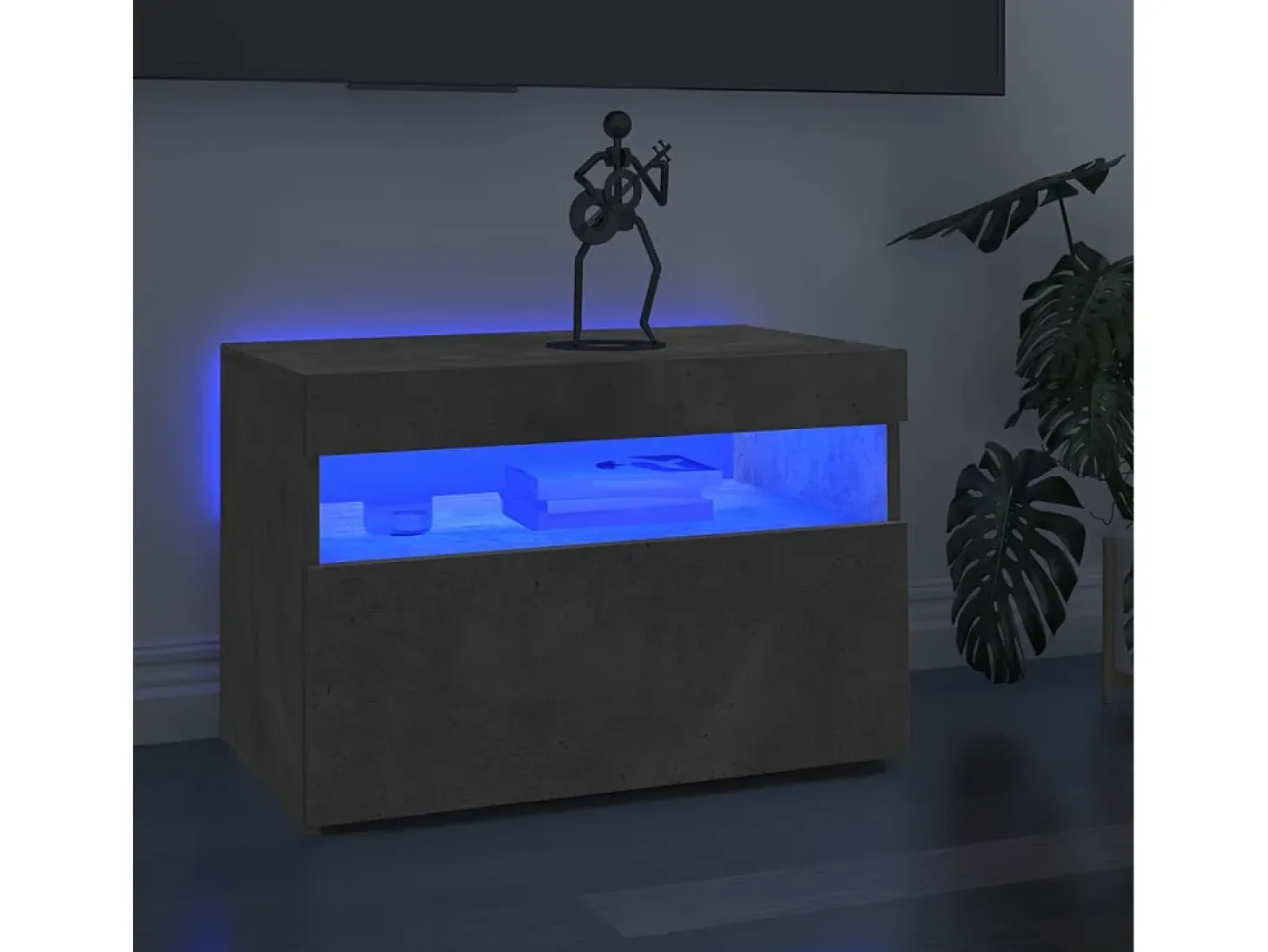 Ilion Mueble de TV con luces LED gris hormigón 60x35x40 cm
