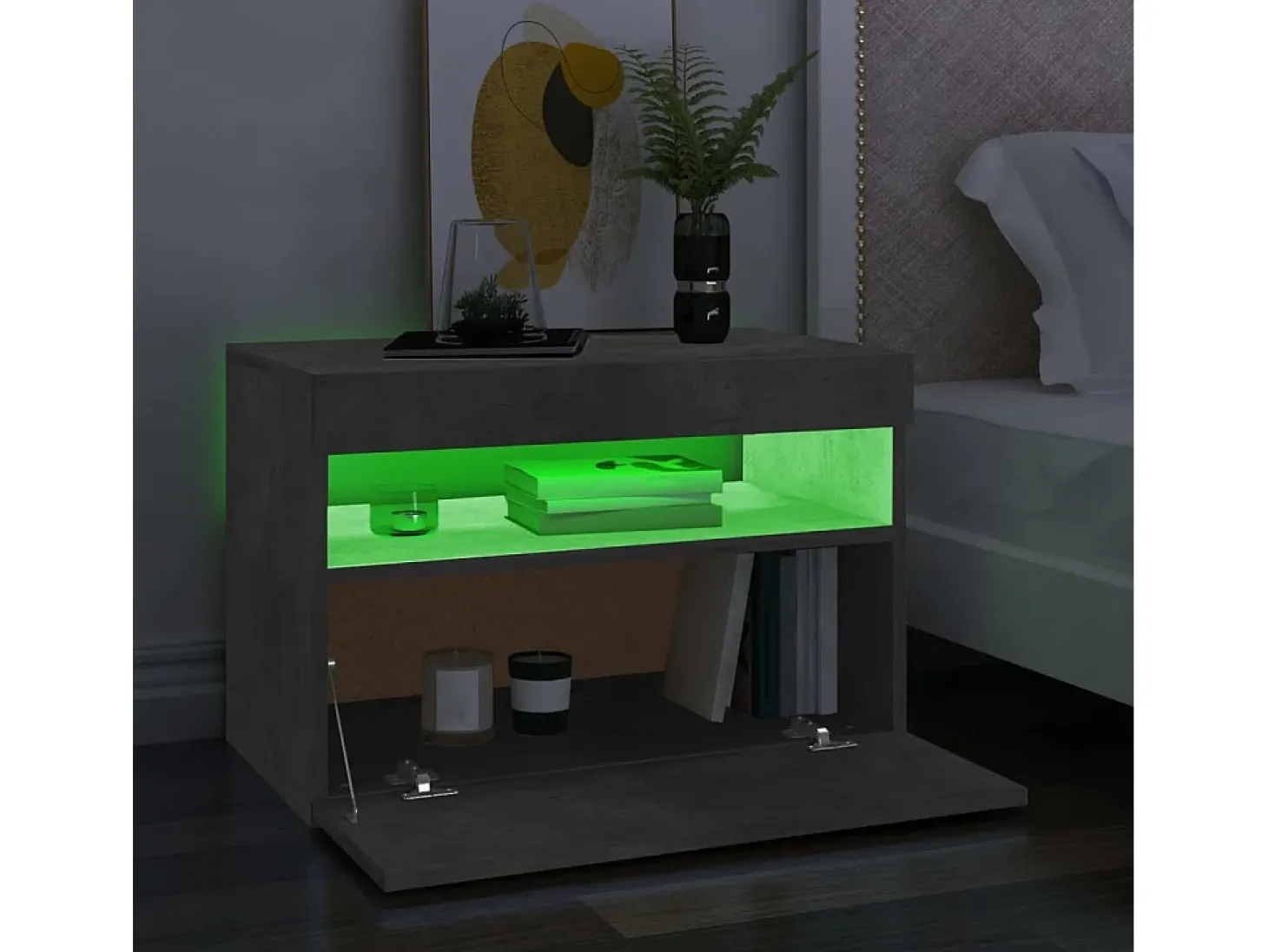 Ilion Mueble de TV con luces LED gris hormigón 60x35x40 cm