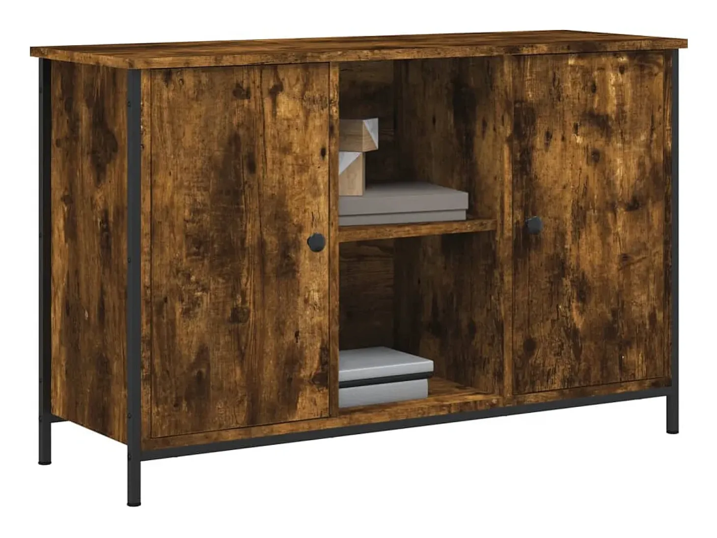 Jacques-Alain Mueble de TV madera de ingeniería roble ahumado 100x35x65 cm