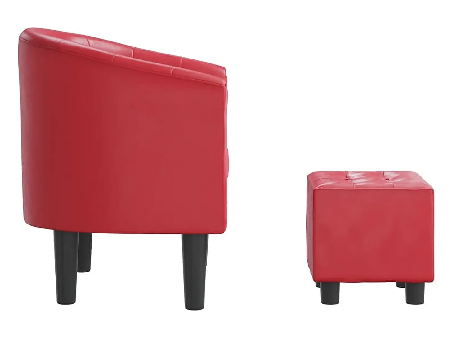 Jalkar Sillón con taburete cuero sintético rojo