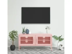 Jennica Mueble para TV de acero rosa 105x35x50 cm