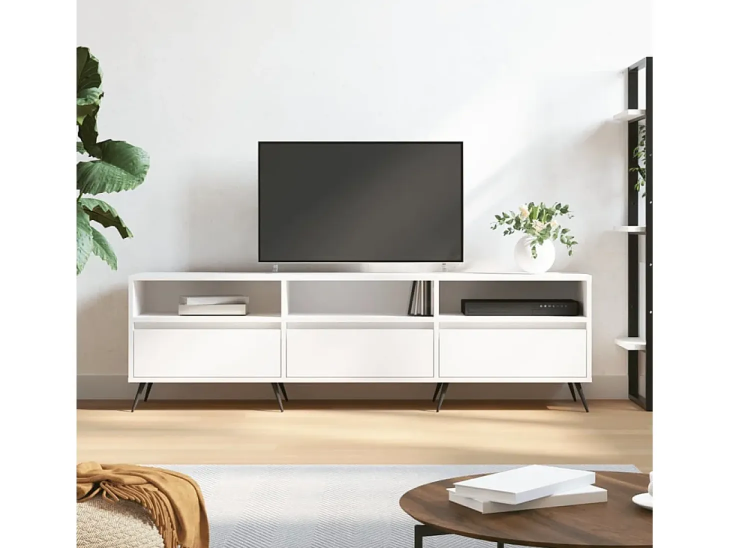 Joël Mueble de TV madera contrachapada blanco 150x30x44,5 cm
