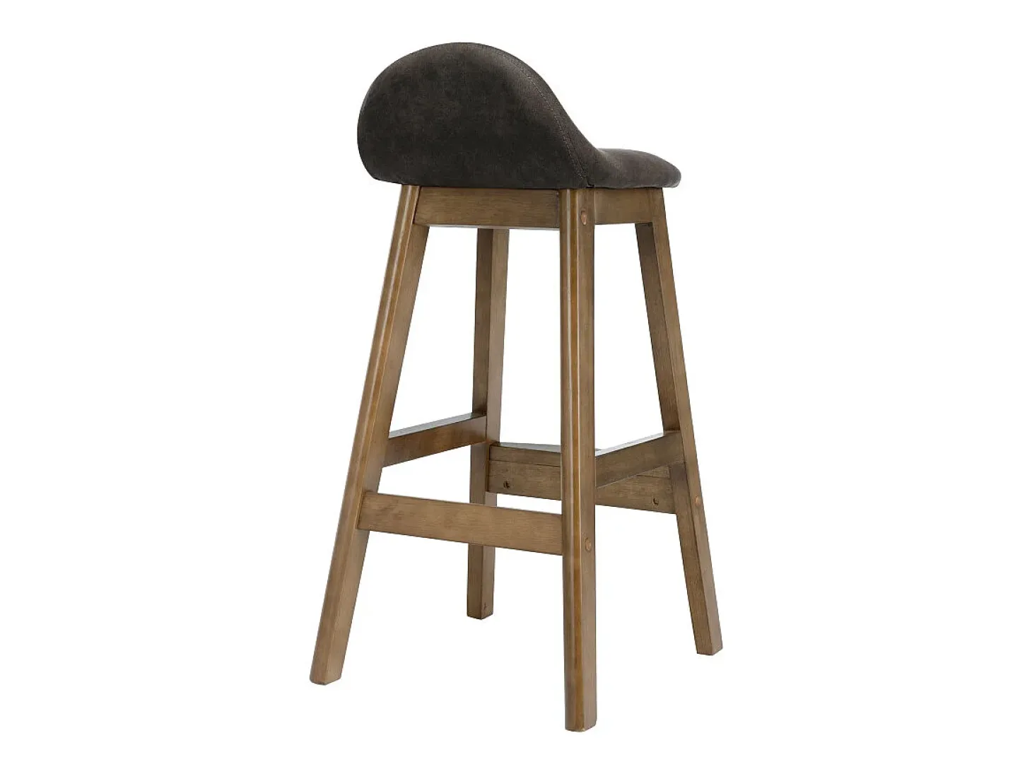JUDE-Silla de bar tejido gris oscuro teñida de nogal (x2)