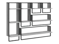 Juego de 6 estantes de pared con barras en gris Sonoma