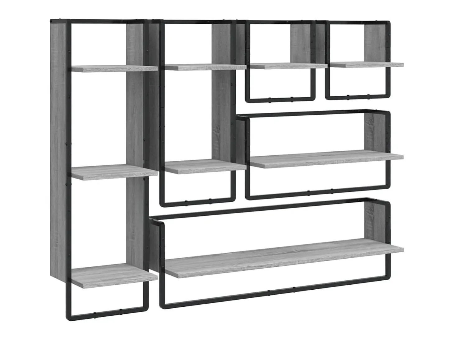 Juego de 6 estantes de pared con barras en gris Sonoma