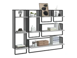 Juego de 6 estantes de pared con barras en gris Sonoma