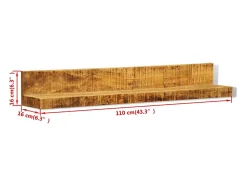 Juego de 2 estantes de pared de madera maciza