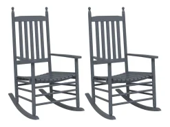 Juego de 2 mecedoras con asientos curvos de álamo macizo gris