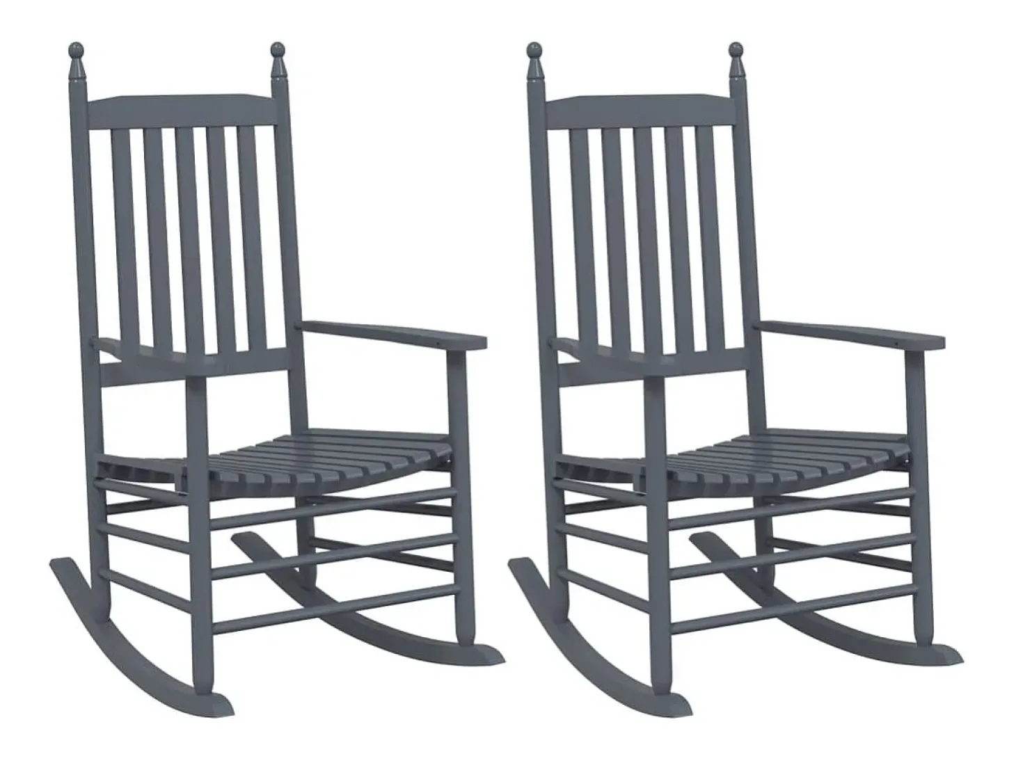 Juego de 2 mecedoras con asientos curvos de álamo macizo gris