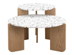 Juego de 2 mesas de centro nido artísticas (70/50 cm) con patas resistentes