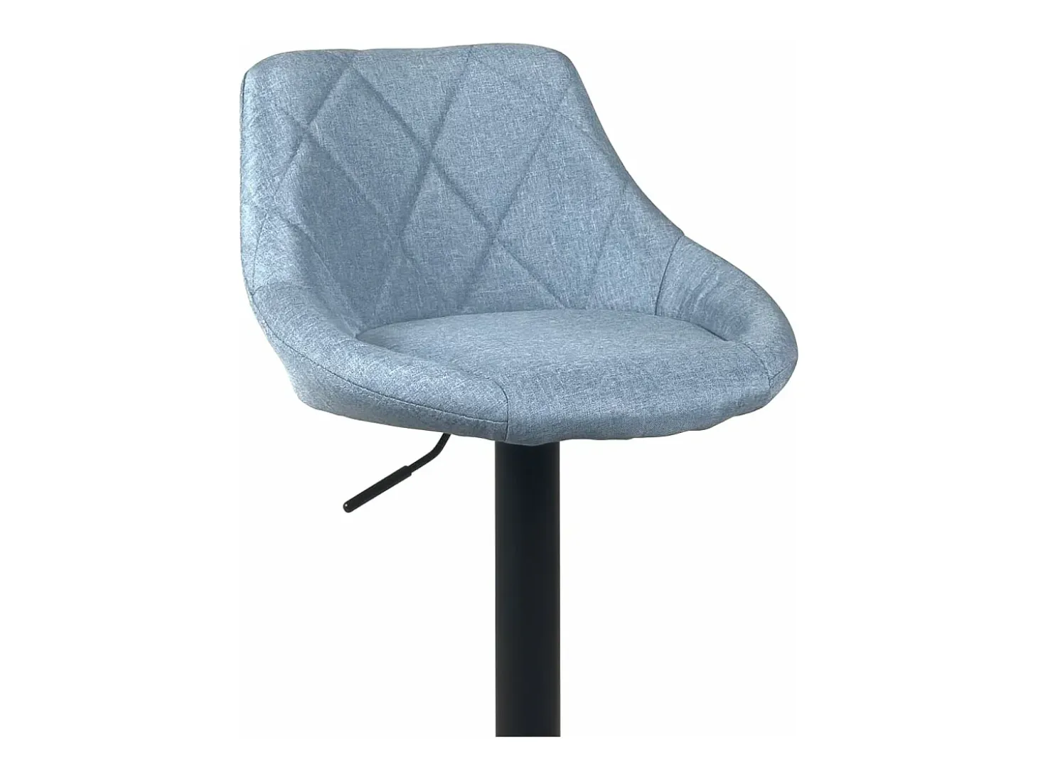 Juego de 2 sillas de bar, asiento acolchado de tela matelassé, giratorio, altura ajustable, base negra LUTI (azul)